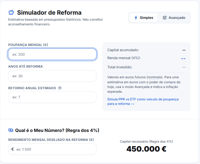 Pré-visualização do Simulador de Reforma